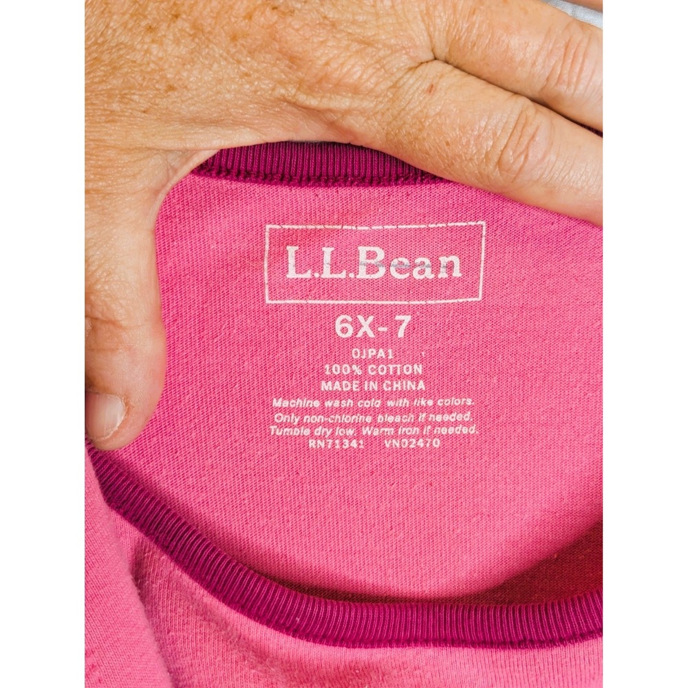 L.L. Bean Long-Sleeve Dress Colorful Fall Leaf Print Size 6-7 Pink & Magenta - Picture 3 of 6